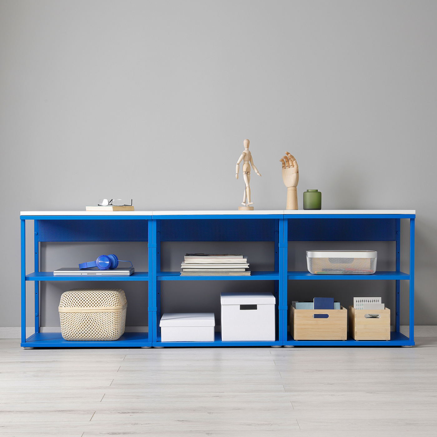 PLATSA open shelving unit white/blue - IKEA