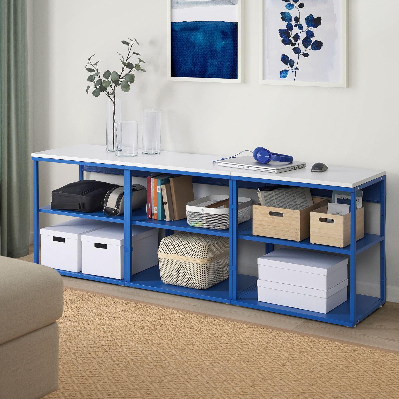 PLATSA open shelving unit white/blue - IKEA