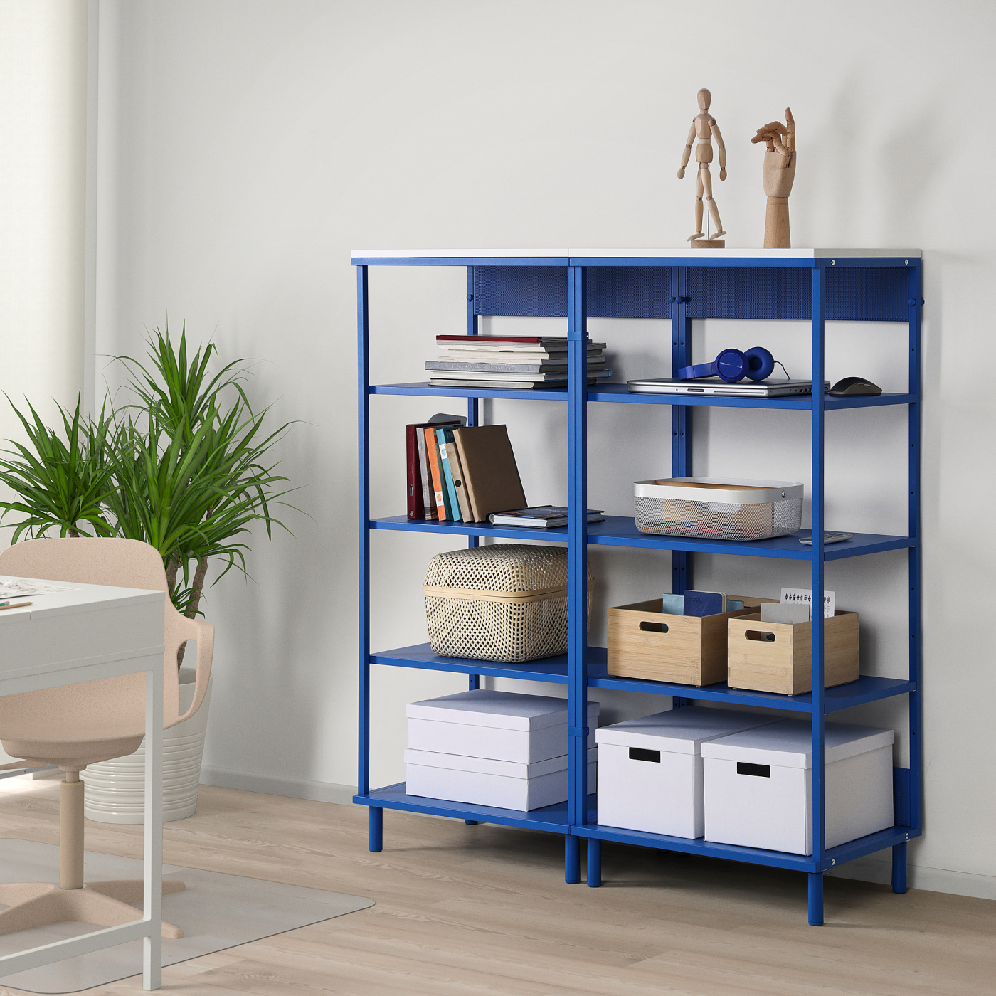 PLATSA open shelving unit white/blue - IKEA