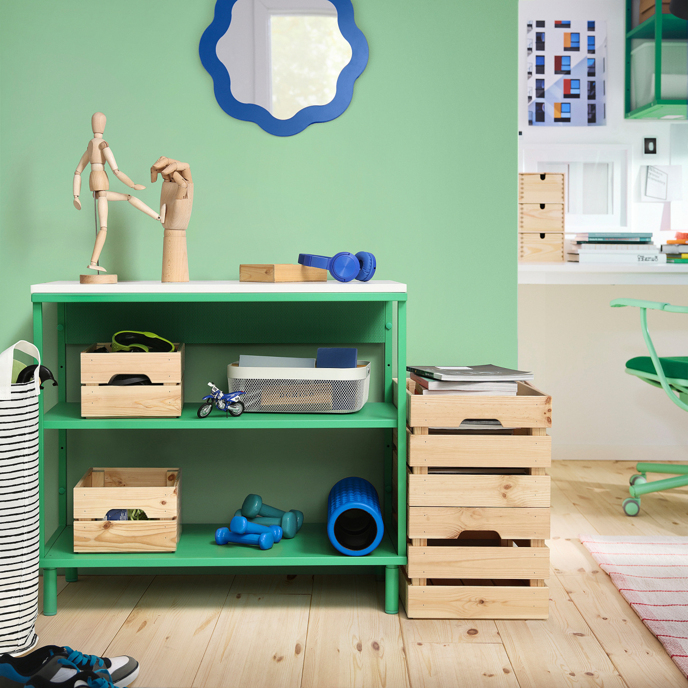 PLATSA open shelving unit white/green - IKEA