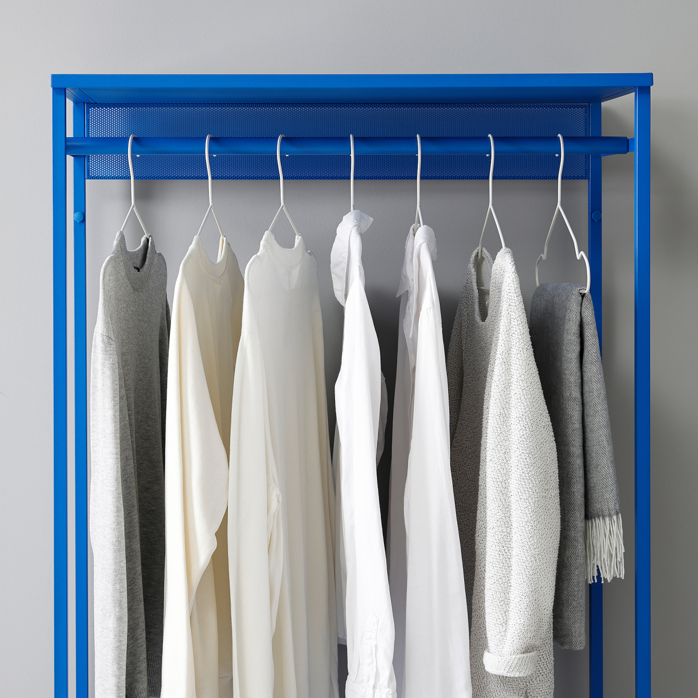 PLATSA open wardrobe with 3 drawers white Fonnes/blue - IKEA