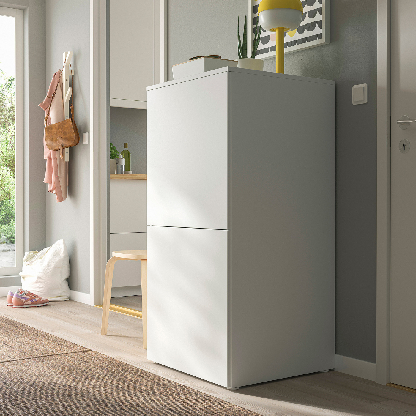 PLATSA storage combination with doors white/Fonnes white - IKEA