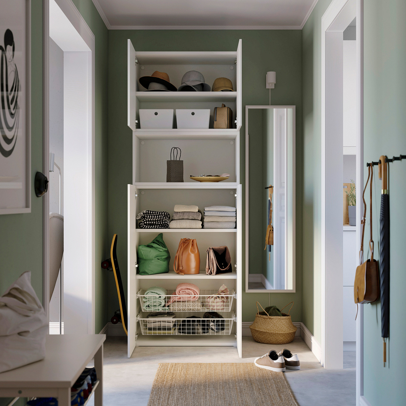 PLATSA storage combination with doors white/Fonnes white - IKEA