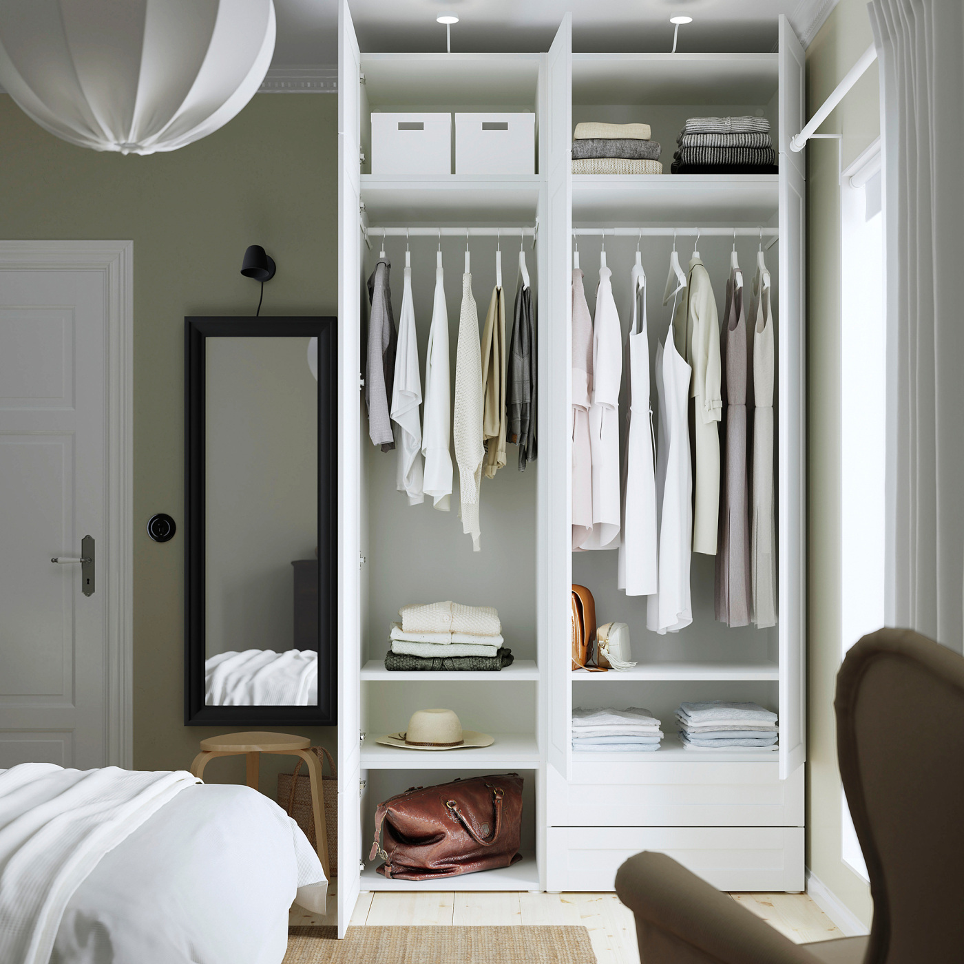 PLATSA wardrobe combination white/Sannidal white - IKEA