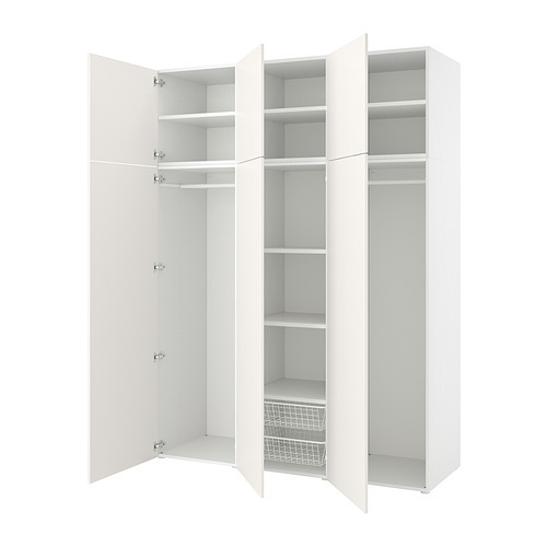 PLATSA wardrobe with 8 doors white/Sannidal white - IKEA