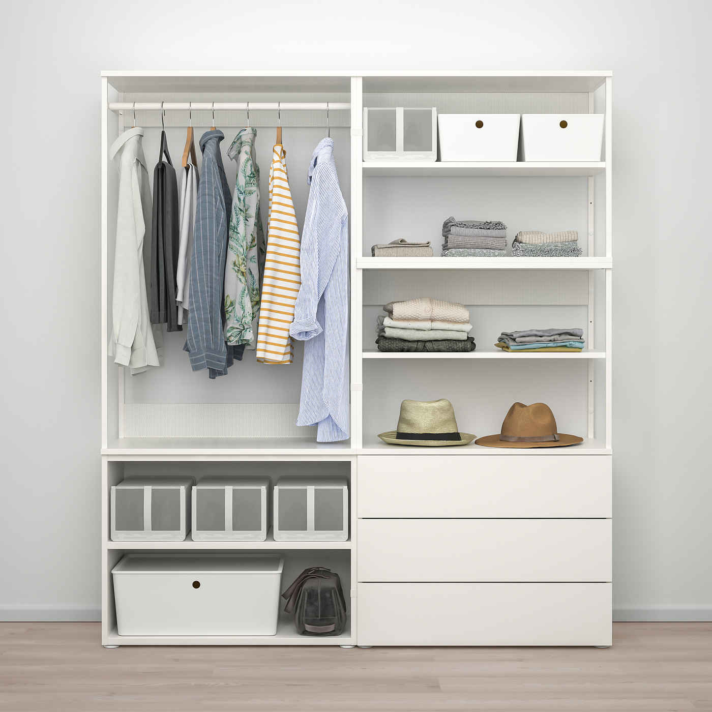 PLATSA wardrobe with 2 doors+3 drawers white/Fonnes white - IKEA