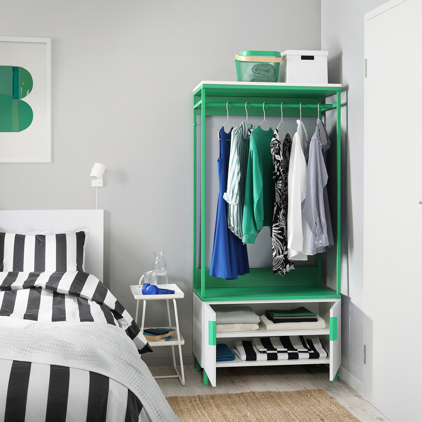 PLATSA wardrobe with 2 doors white Fonnes/green - IKEA