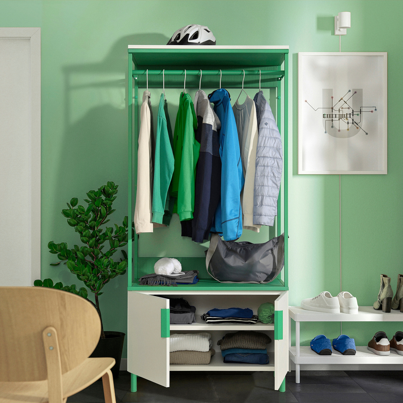 PLATSA wardrobe with 2 doors white Fonnes/green - IKEA