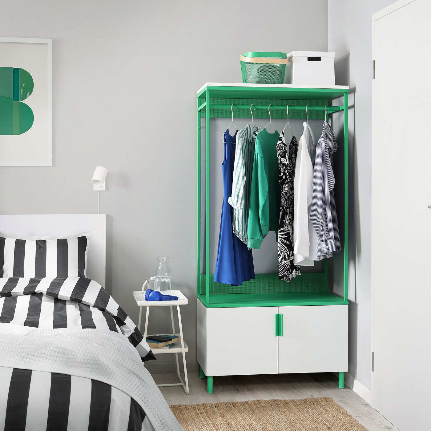 PLATSA wardrobe with 2 doors white Fonnes/green - IKEA