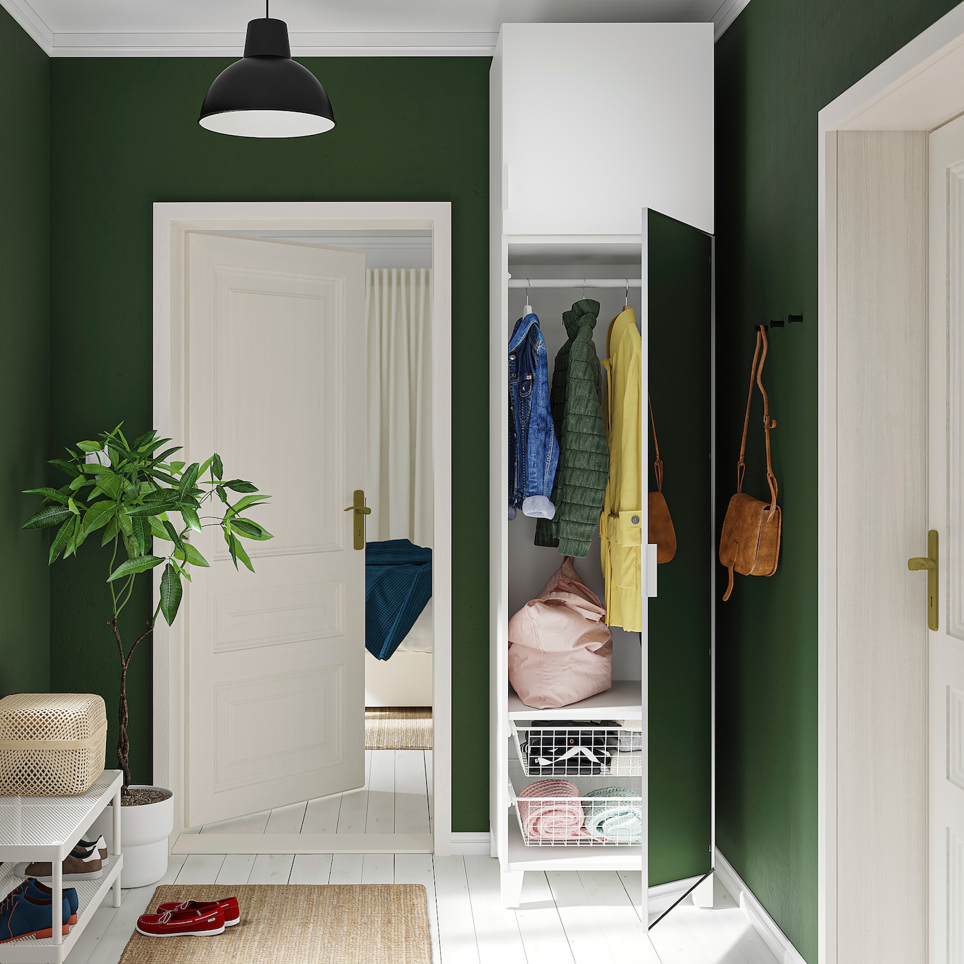 PLATSA wardrobe with 2 doors white STRAUMEN mirror glass FONNES white IKEA