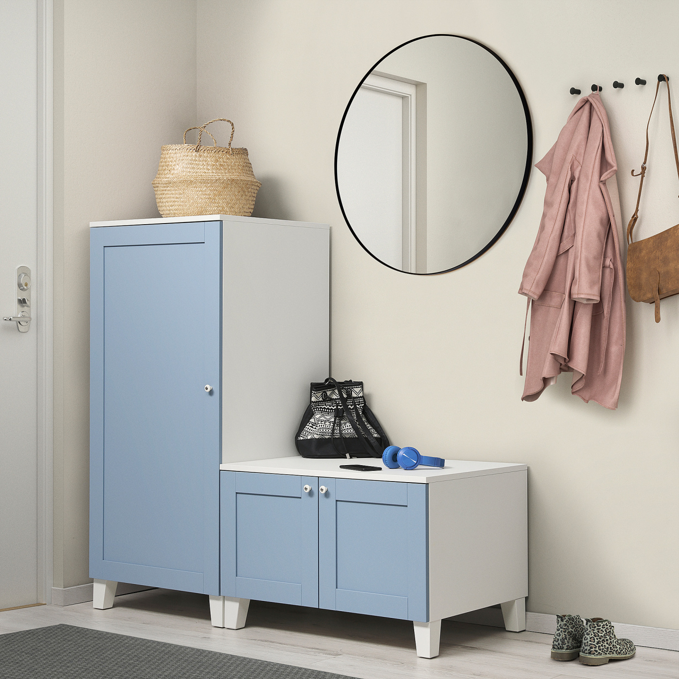 IKEA sannidal イケア　サンニダール　ワードローブ PLATSA wardrobe with 3 doors white/Sannidal blue - IKEA