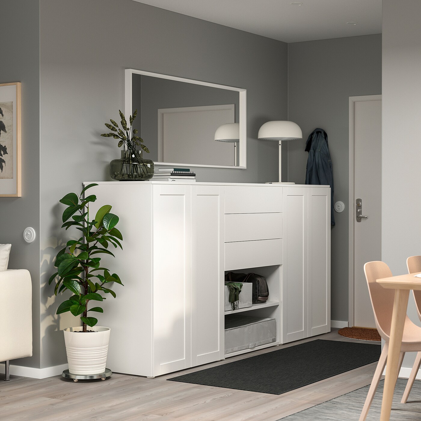 PLATSA wardrobe with 4 doors 3 drawers white FONNES white SANNIDAL white IKEA