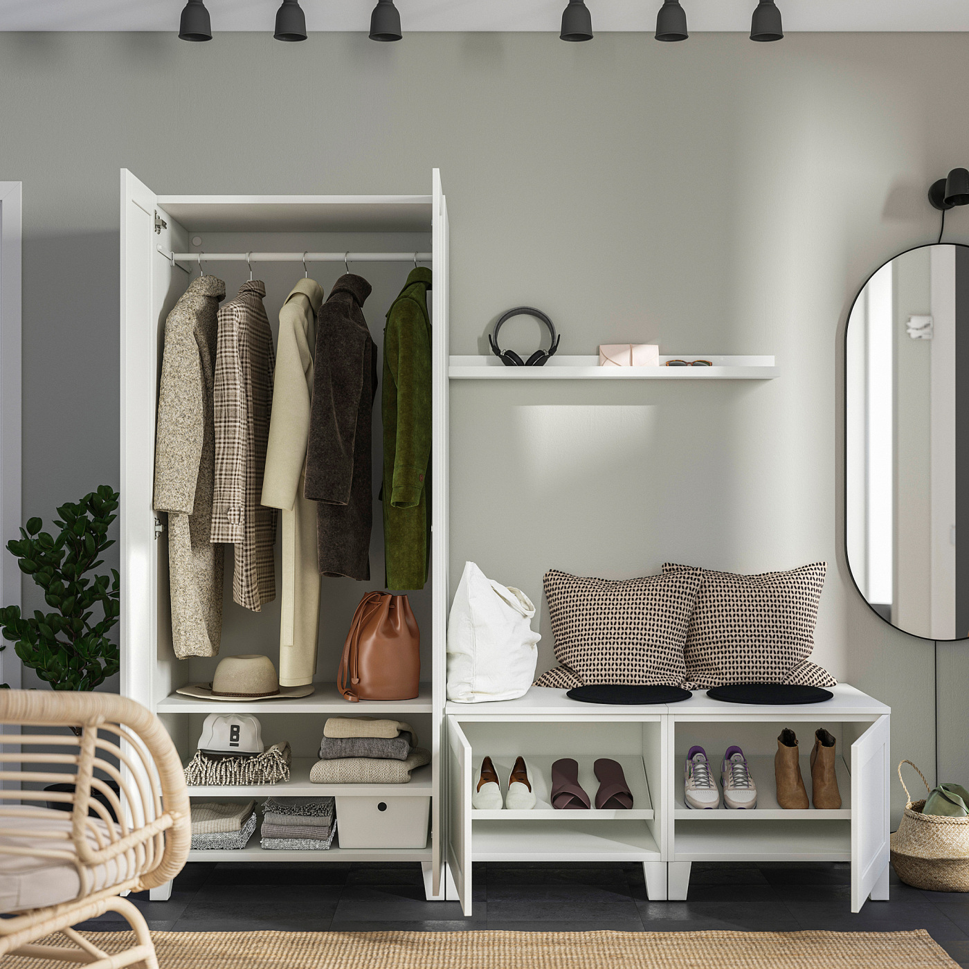 PLATSA wardrobe with 4 doors white/Sannidal white