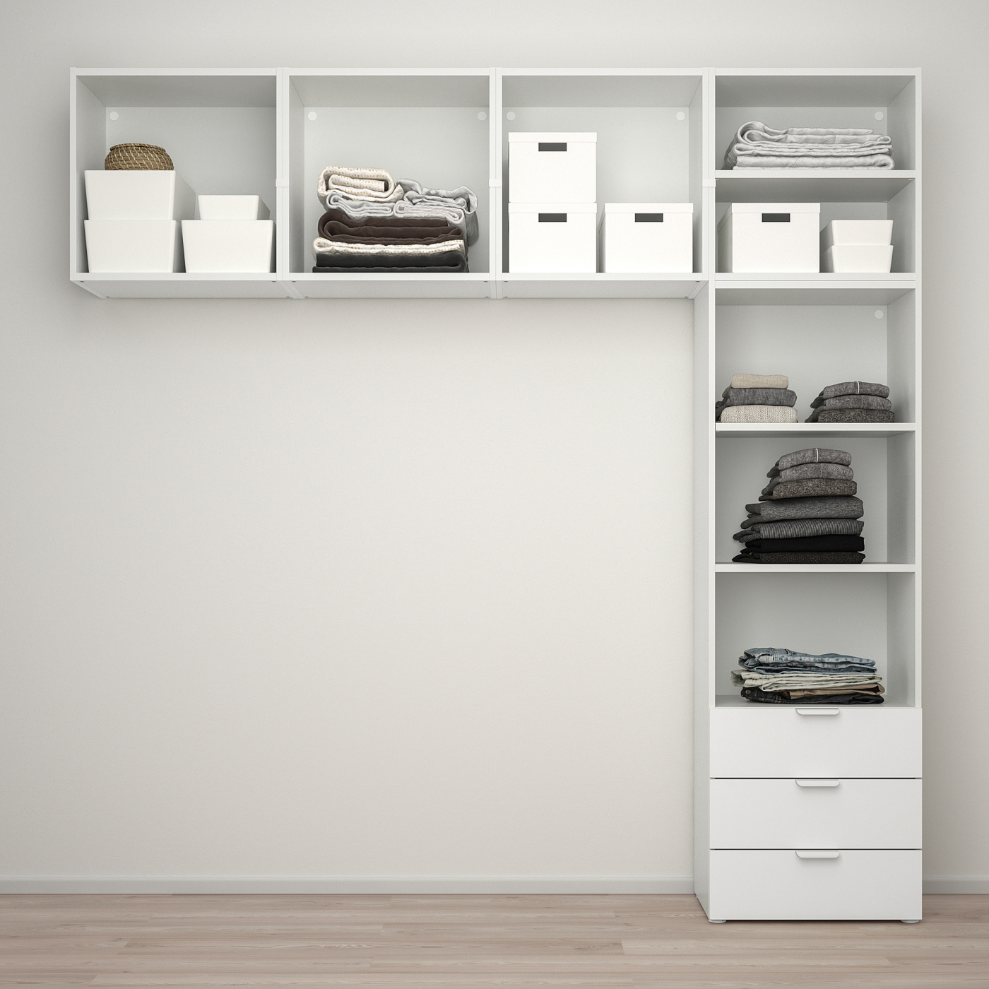 PLATSA wardrobe with 5 doors+3 drawers white/Fonnes white - IKEA