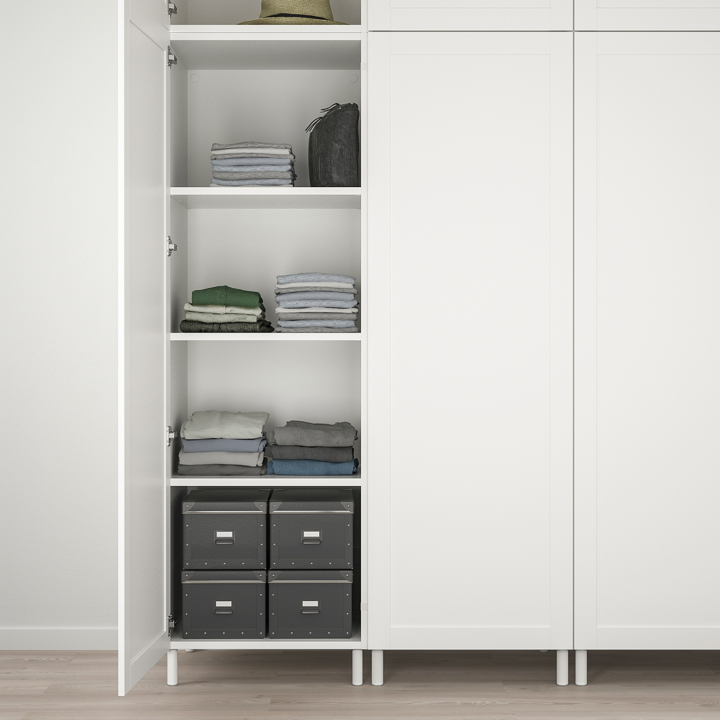 PLATSA wardrobe with 9 doors white Sannidal/white - IKEA