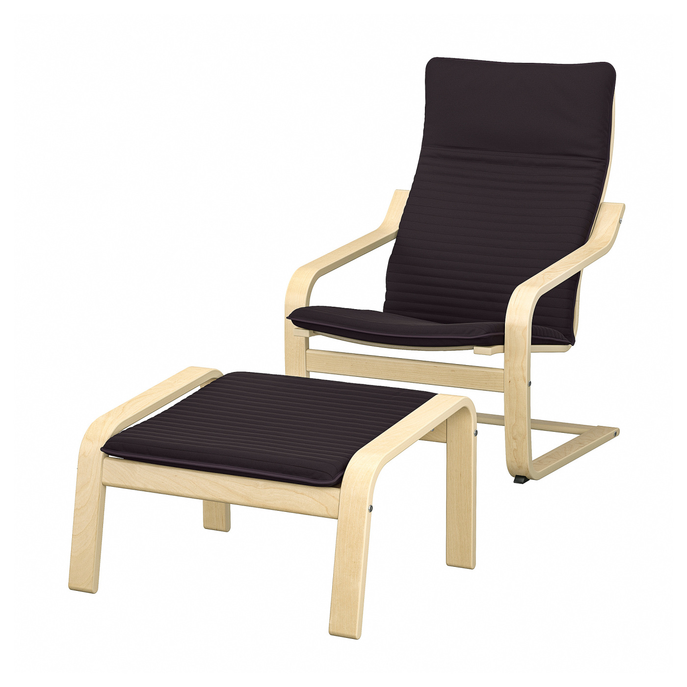 POÄNG armchair and footstool birch veneer/Knisa black - IKEA