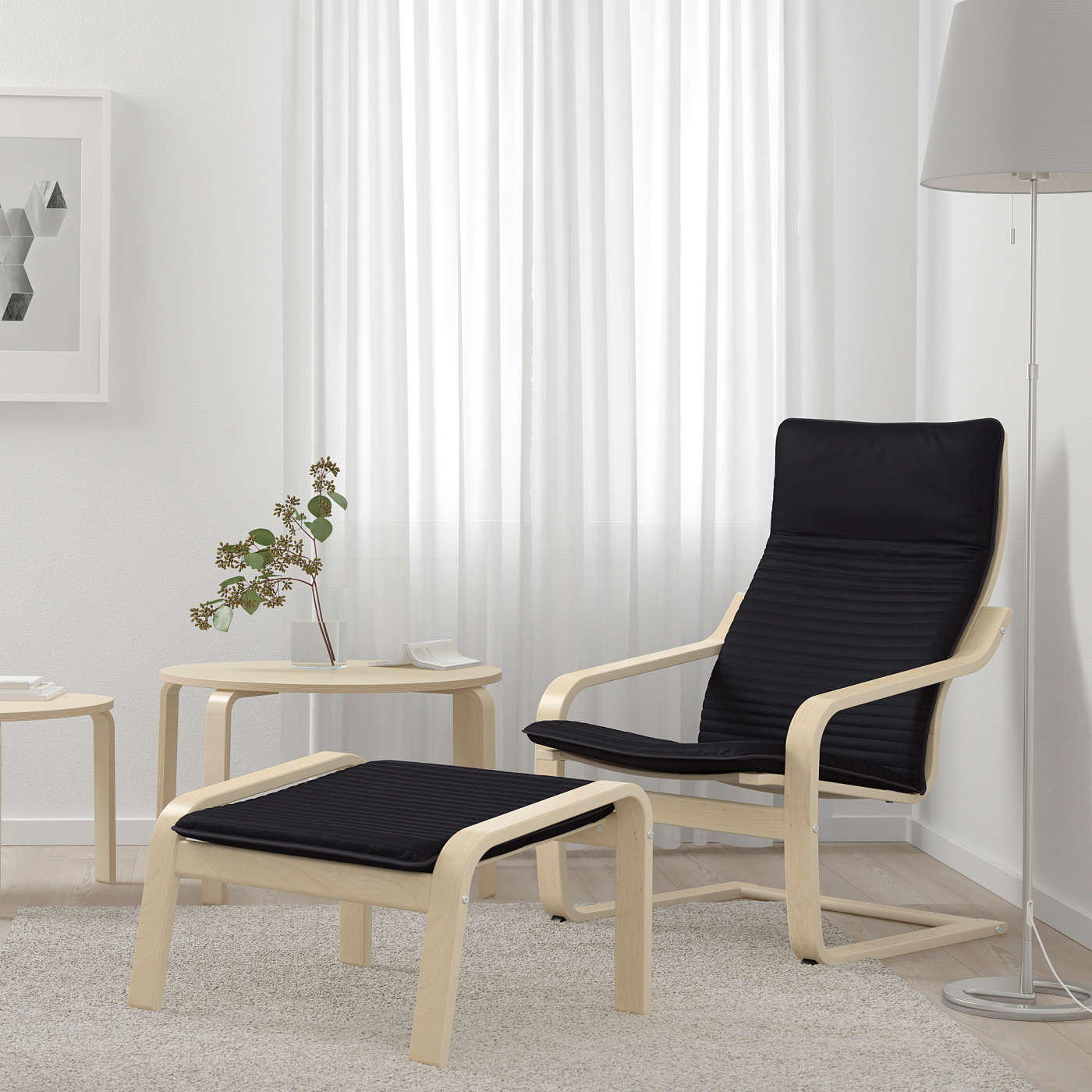 POÄNG armchair birch veneer/Knisa black - IKEA