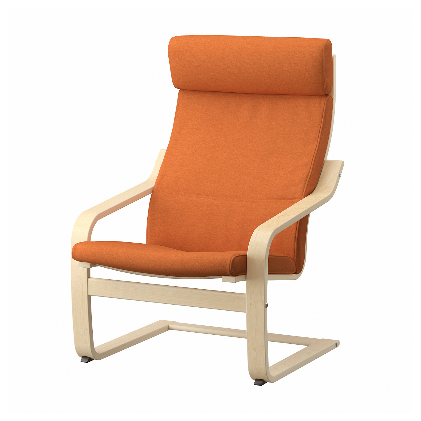 POÄNG armchair birch veneer/Knisa bright orange - IKEA