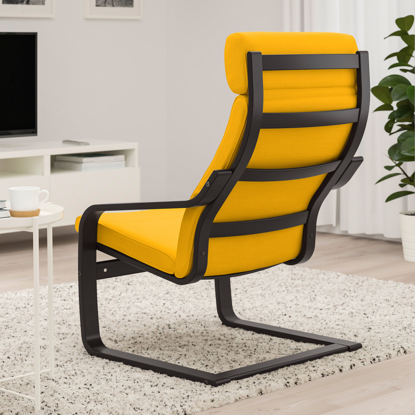 POÄNG armchair black-brown/Skiftebo yellow - IKEA
