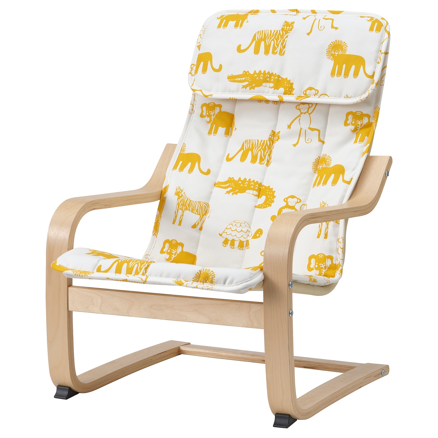 POÄNG children's armchair birch veneer/Skogbo animal pattern