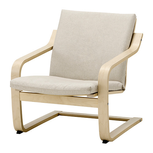 POÄNG armchair and footstool birch veneer/Knisa black - IKEA