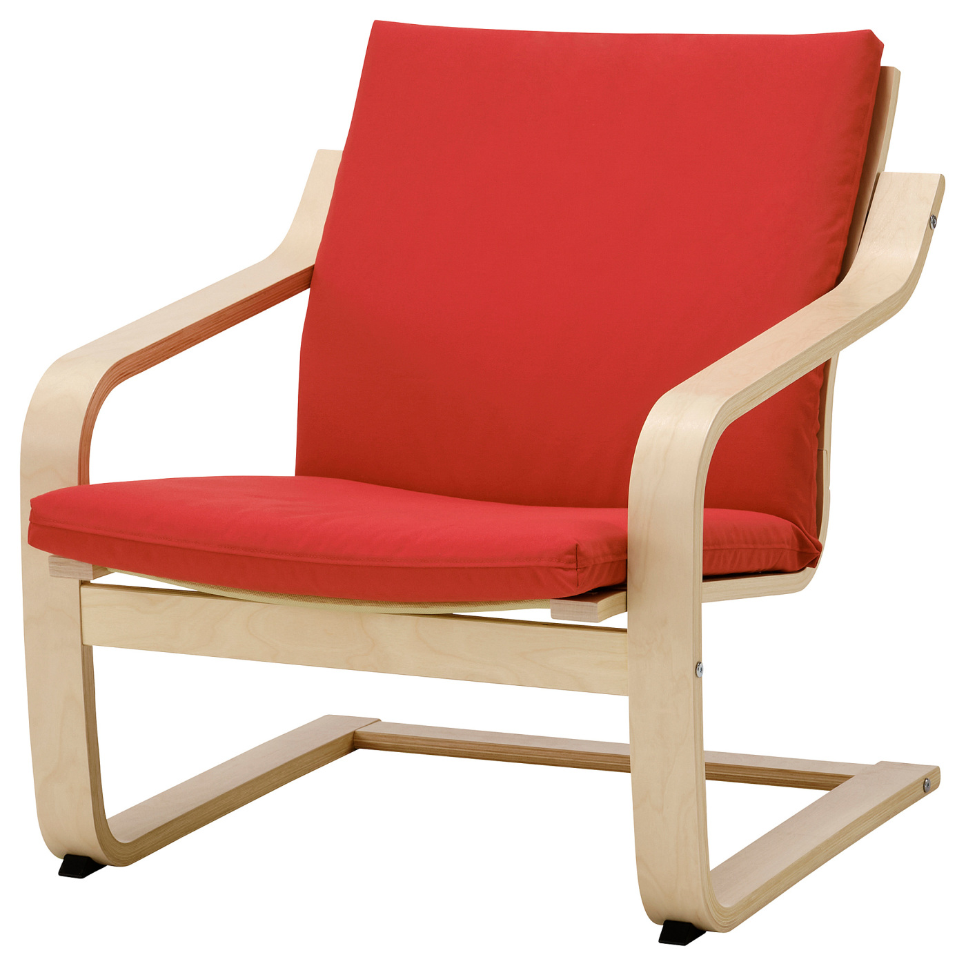 POÄNG low-back armchair natural colour/beige/Vissle red - IKEA
