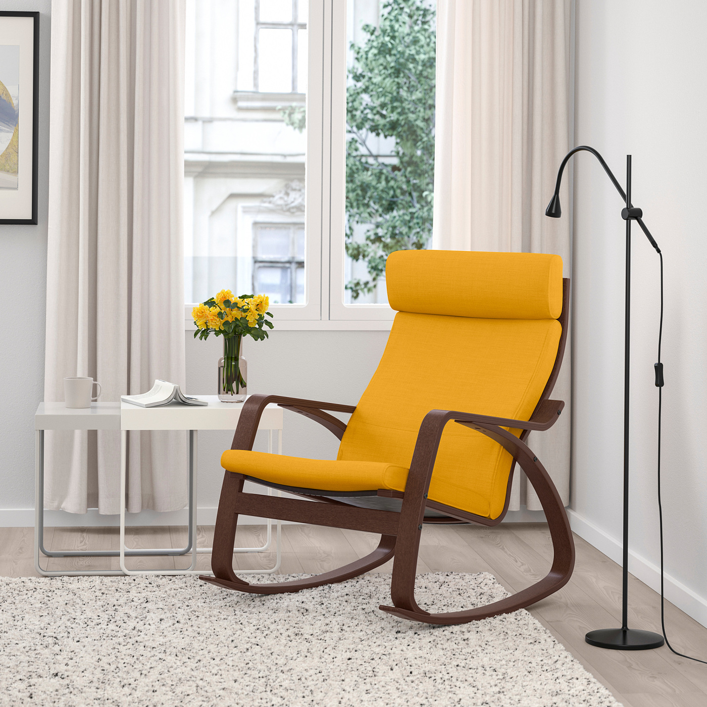 IKEA POÄNG イエロー リクライニングチェア POÄNG rocking-chair brown/Skiftebo yellow - IKEA