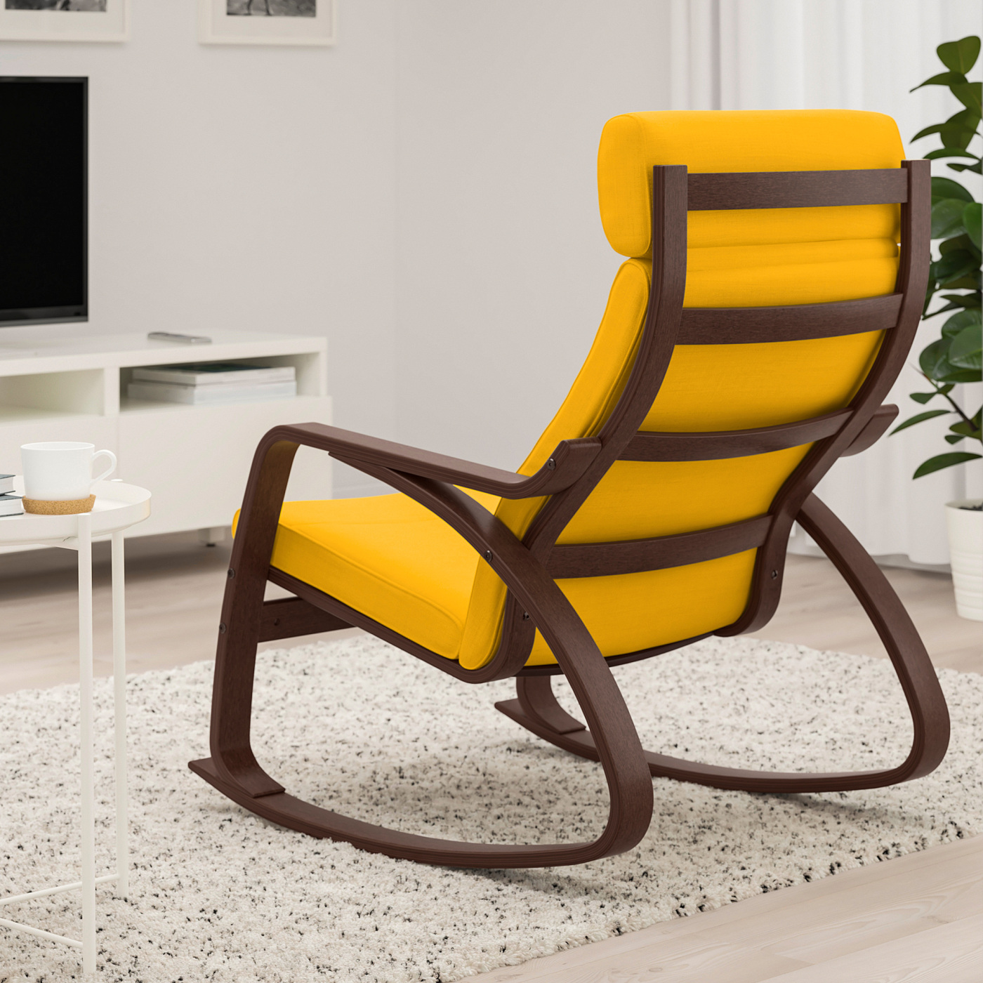 POÄNG rocking-chair brown/Skiftebo yellow - IKEA
