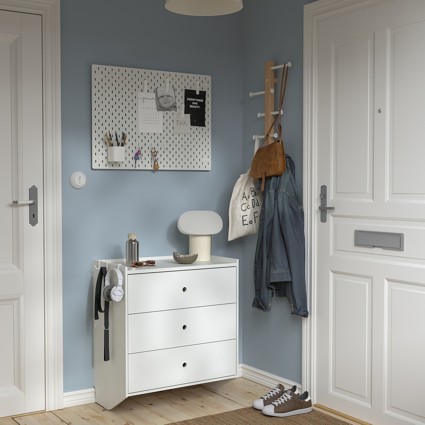 RACKNAS chest of 3 drawers white wall mounted IKEA