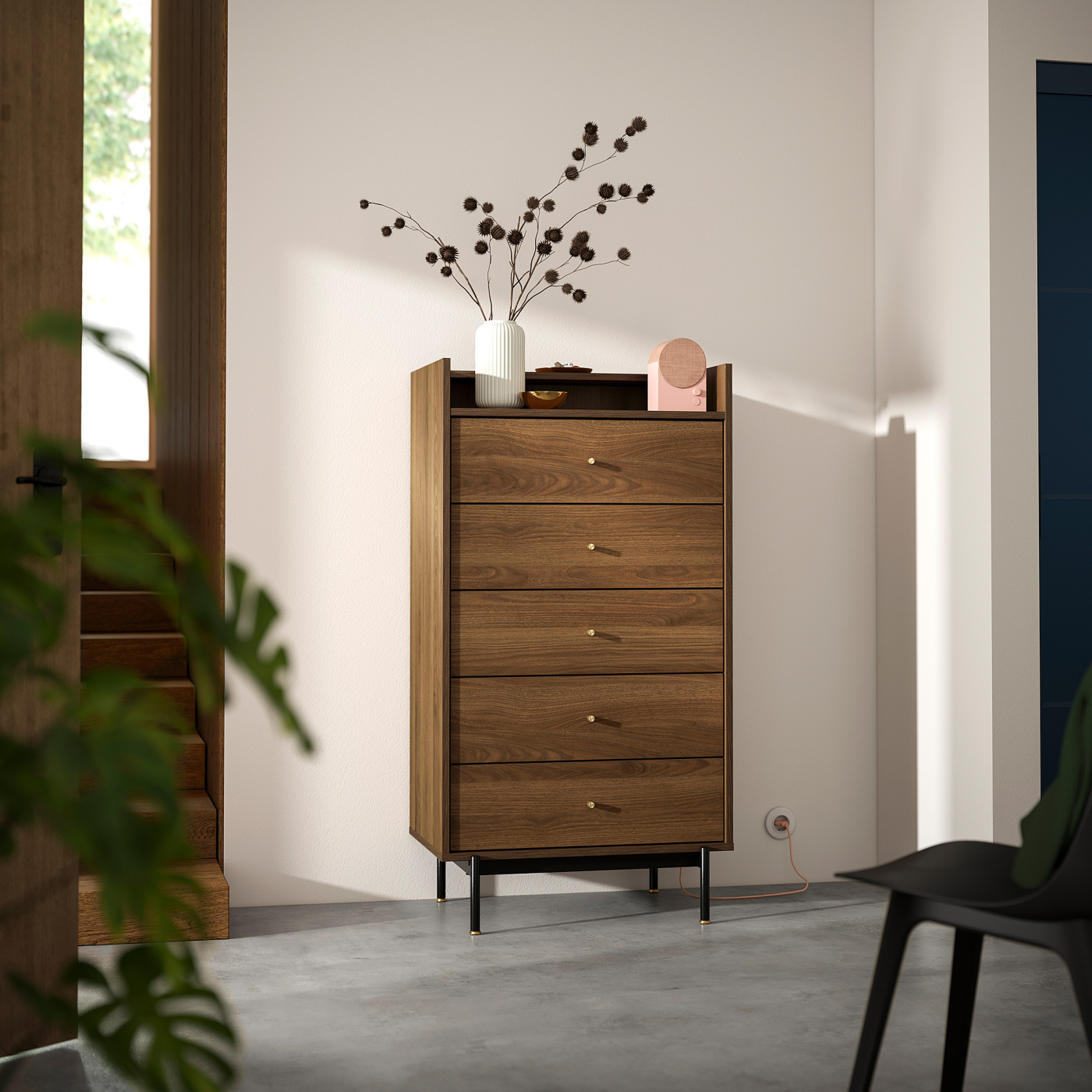 RÅDMANSÖ chest of 5 drawers brown walnut effect - IKEA
