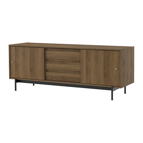 TONSTAD TV storage combination brown stained oak veneer/clear