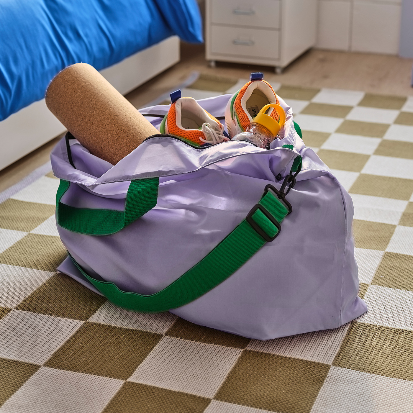 RÄCKLA bag, foldable lilac/green - IKEA