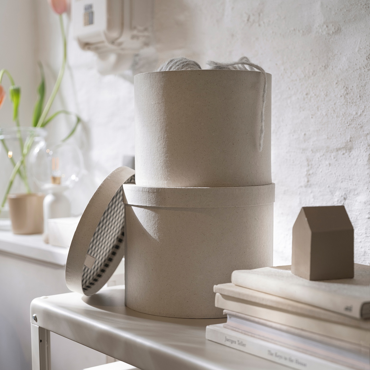 RÅGODLING storage box with lid, set of 2 natural colour RÅGODLING storage box with lid, set of 2 natural colour