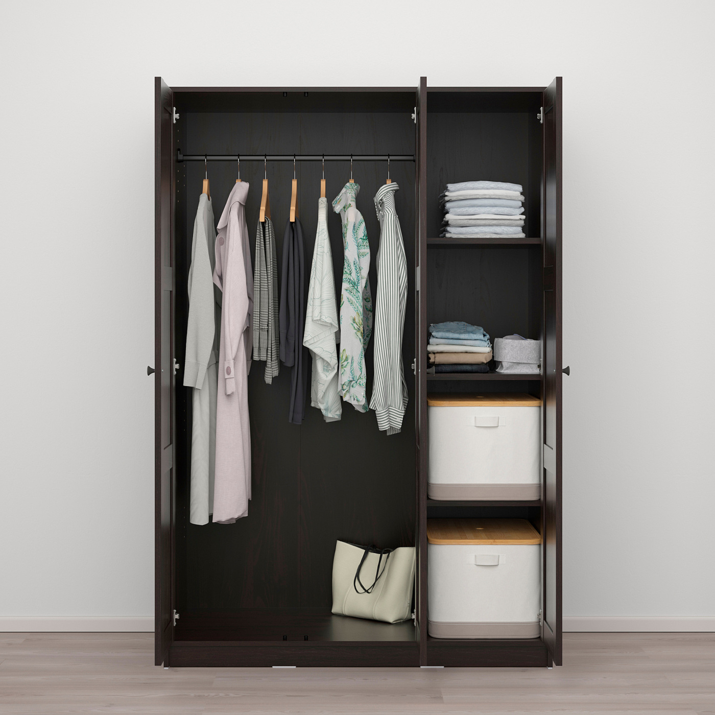 RAKKESTAD wardrobe with 3 doors black-brown - IKEA