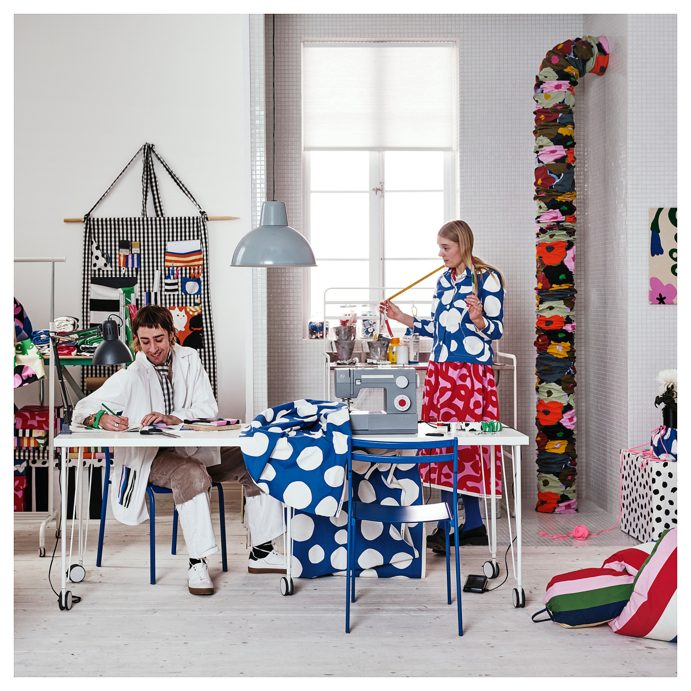 RAKLOSTA pre-cut fabric blue/white - IKEA