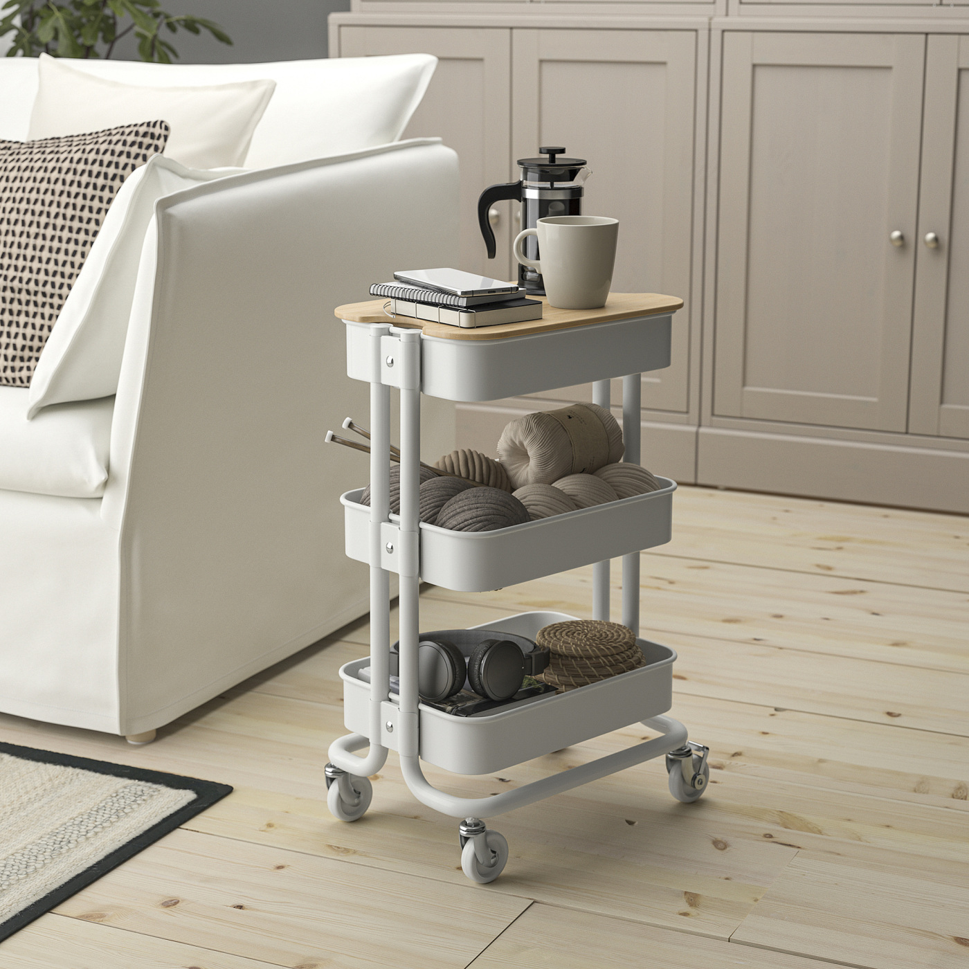 RÅSKOG / NORRÅVA trolley with lid white - IKEA