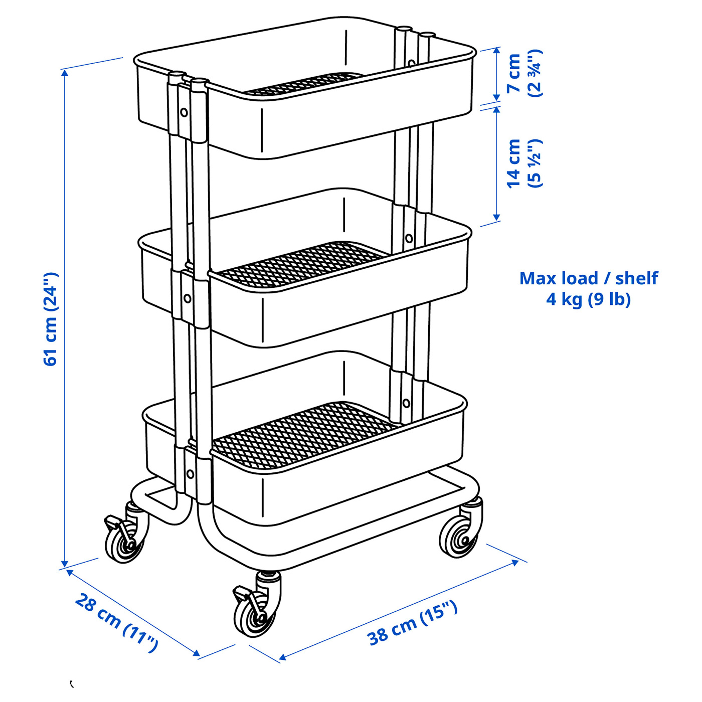 RÅSKOG trolley grey-blue - IKEA