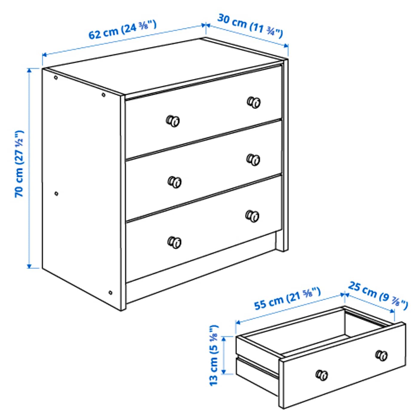 RAST chest of 3 drawers pine - IKEA