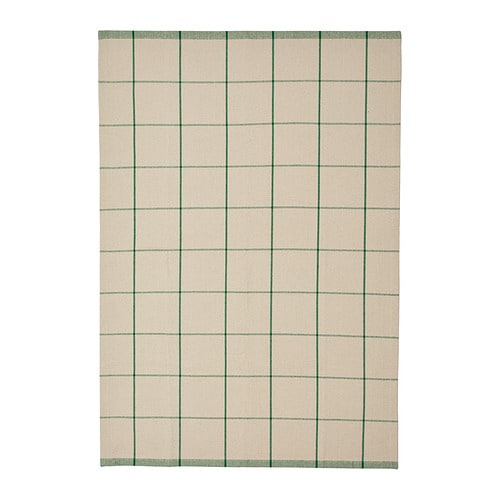 KLASSRUM クラスルムラグ 平織り,ホワイト/グリーン,133x195cm KLASSRUM rug, flatwoven, white/green, 4'4