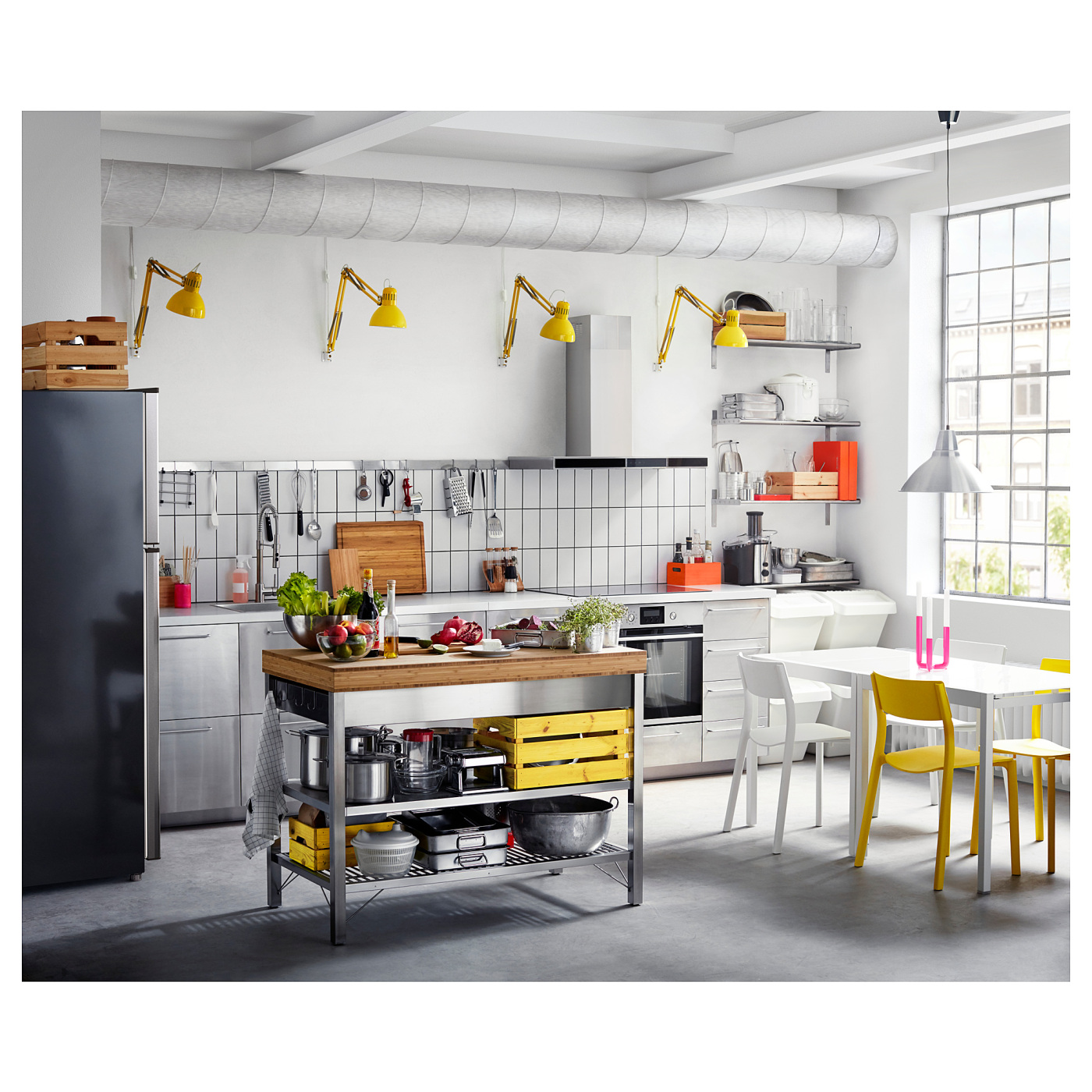 RIMFORSA work bench stainless steel/bamboo - IKEA