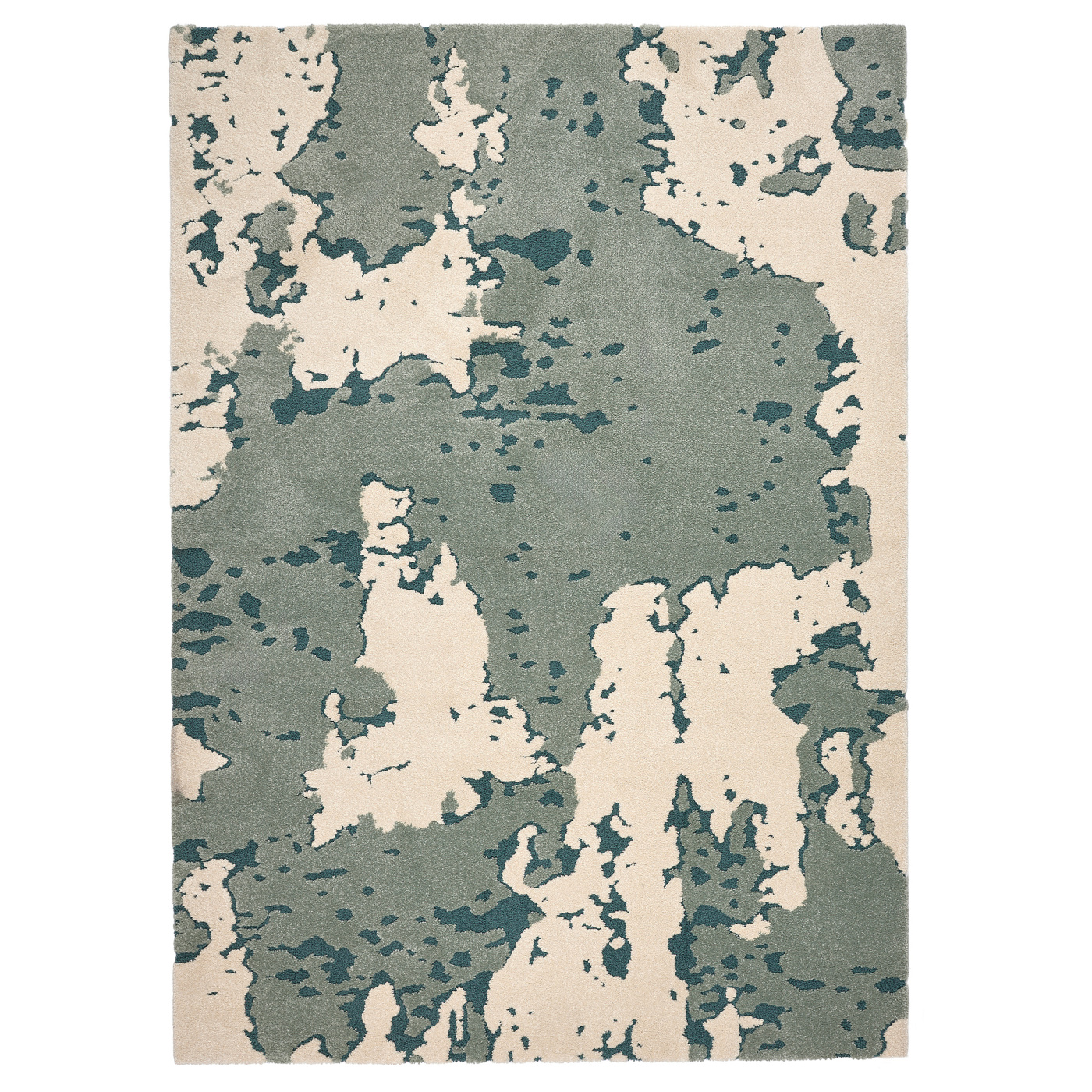 RINGKLOCKA rug, low pile green/off-white - IKEA