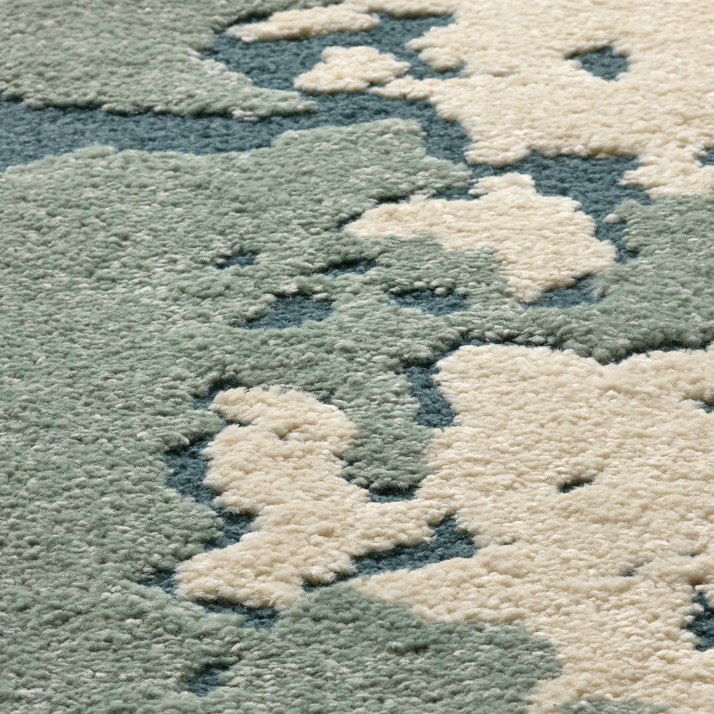 RINGKLOCKA rug, low pile green/off-white - IKEA