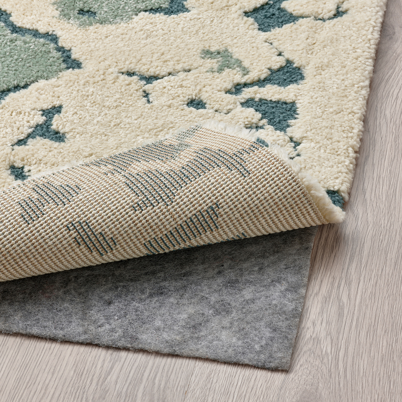 RINGKLOCKA rug, low pile green/off-white - IKEA