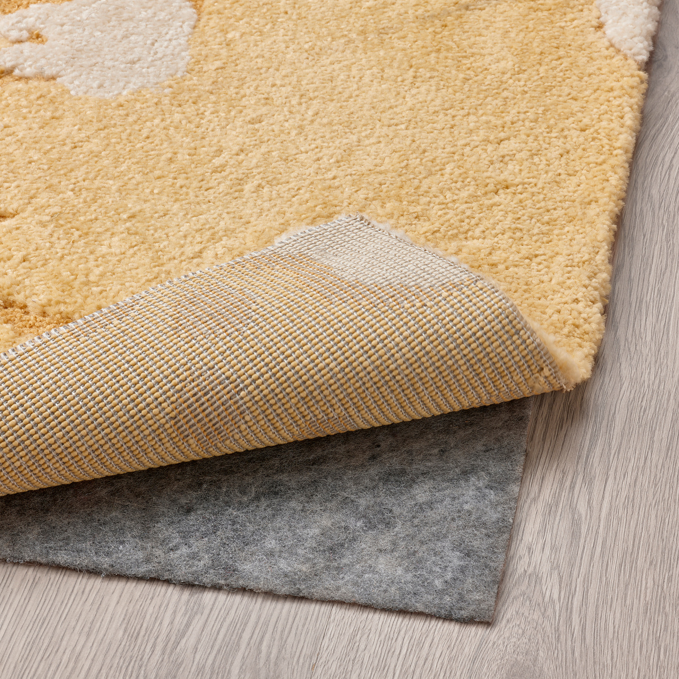 RINGKLOCKA rug, low pile yellow/off-white - IKEA