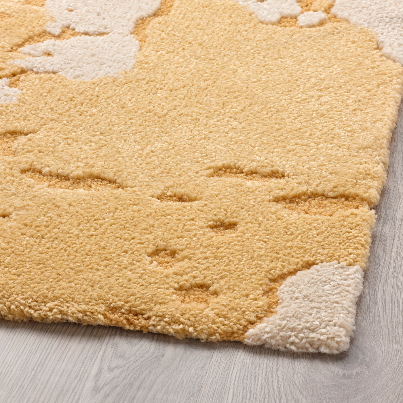 RINGKLOCKA rug, low pile yellow/off-white - IKEA