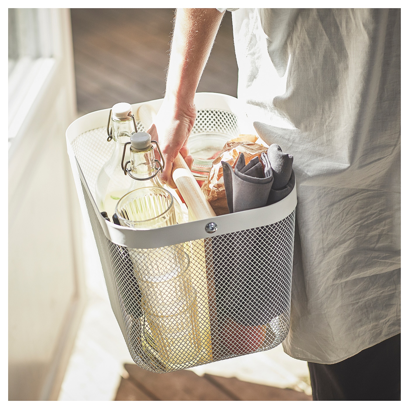 RISATORP basket with compartments white - IKEA