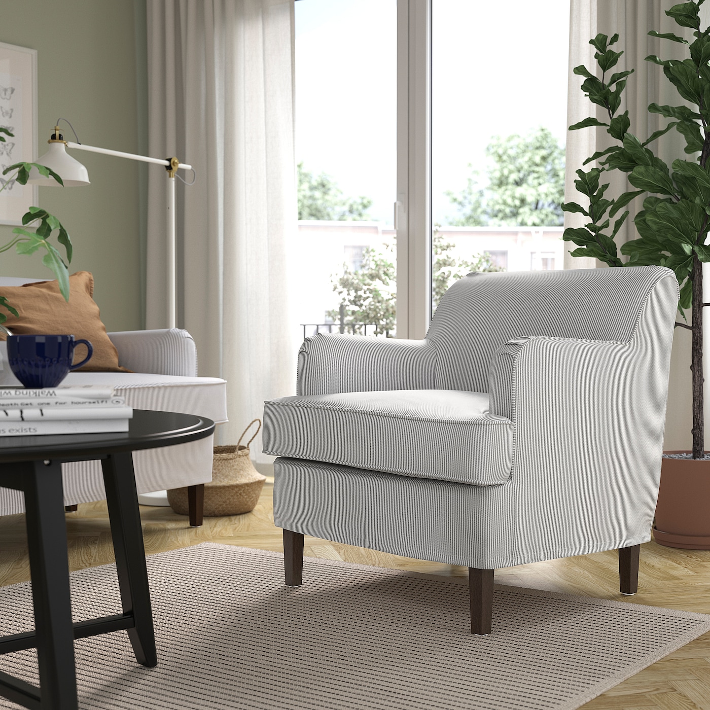 ROCKSJÖN armchair Klovsta grey/white - IKEA