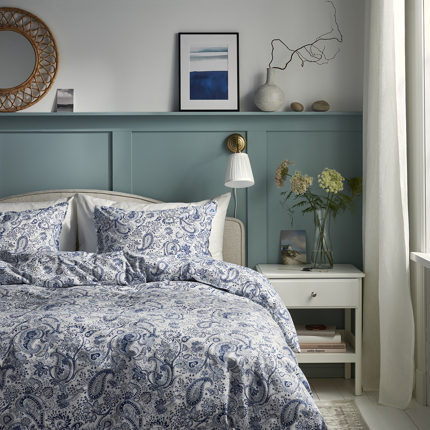 Duvetica■ ジュミラピア SKY BLUE RODGERSIA duvet cover and 2 pillowcases blue/white - IKEA