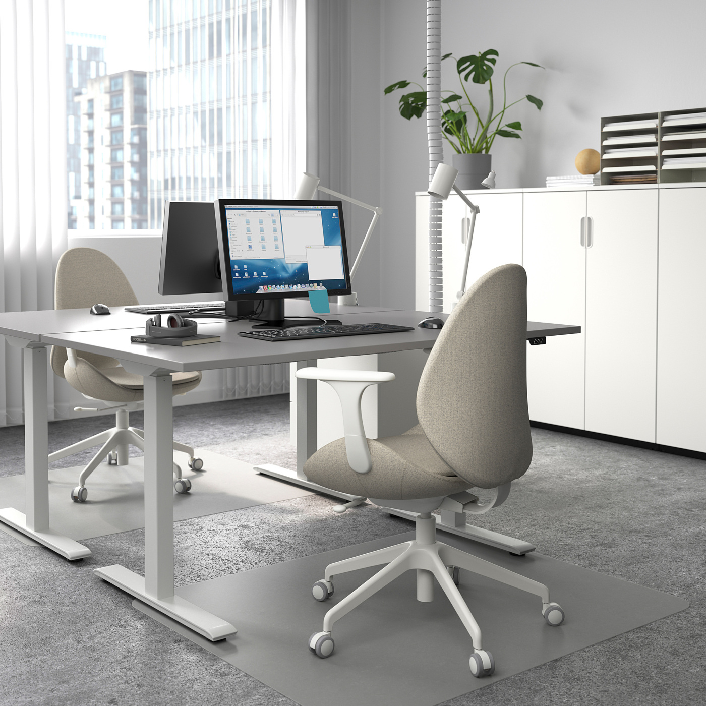 IKEA RODULF ロドゥルフ デスク 電動昇降式 グレー RODULF desk sit/stand grey/white - IKEA