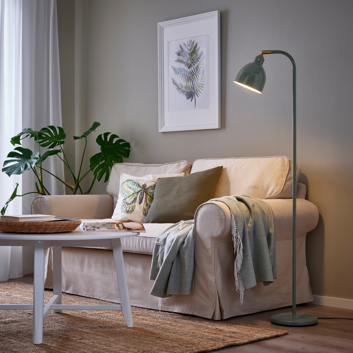 RÖDFLIK floor/reading lamp grey-green - IKEA